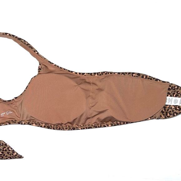 Aerie Leopard Print One Shoulder Wrap Bandeau Bikini Top Size Small - Picture 7 of 12